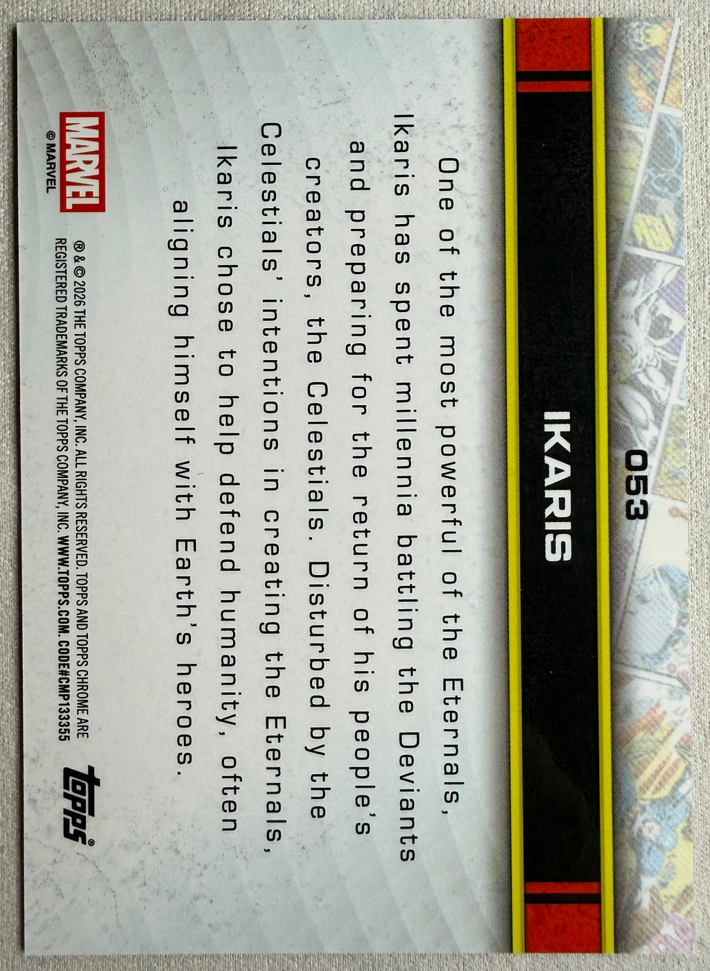 Ikaris 2026 Topps Chrome Marvel Gold Ray Wave /50 #053