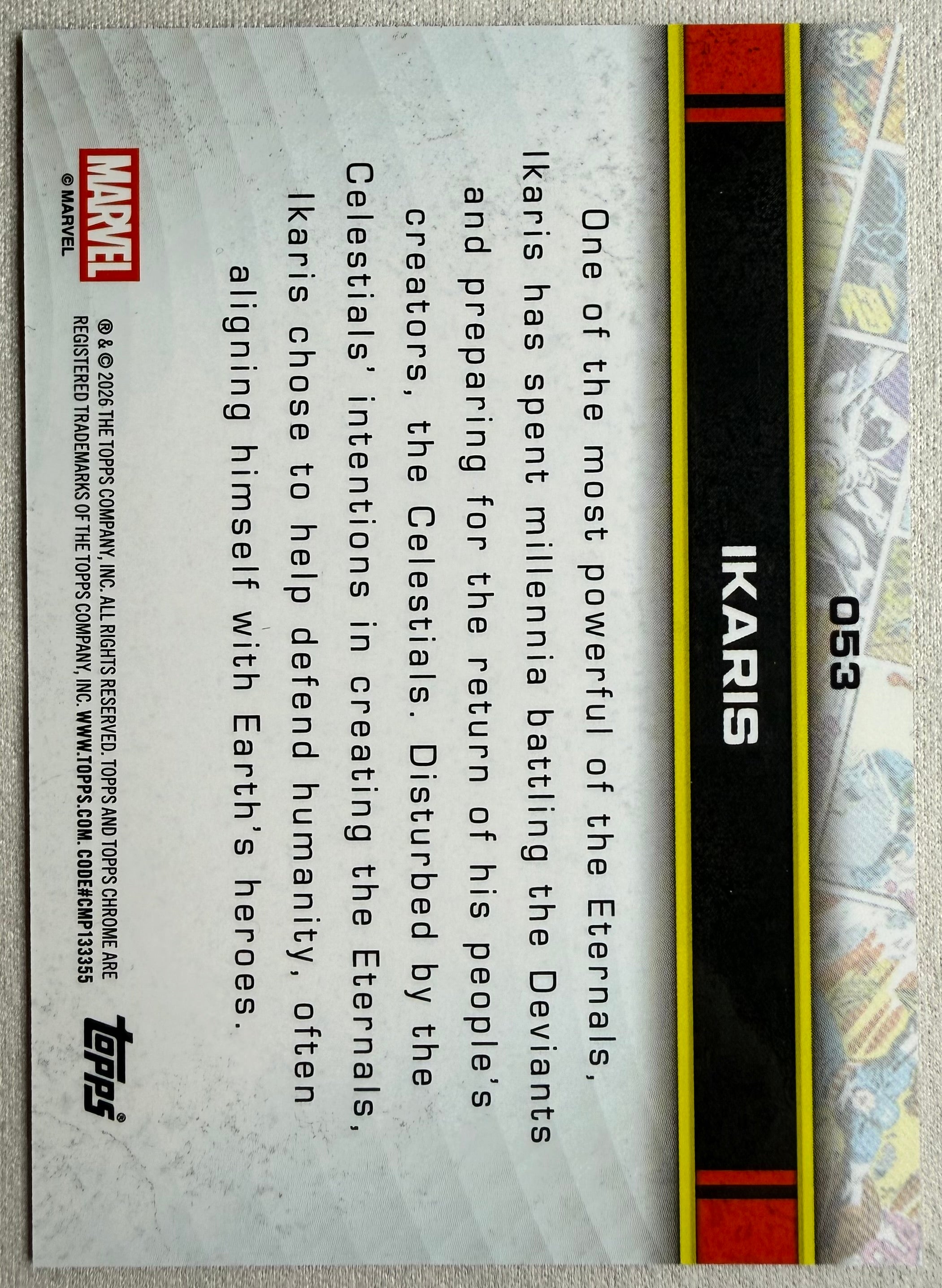 Ikaris 2026 Topps Chrome Marvel Gold Ray Wave /50 #053