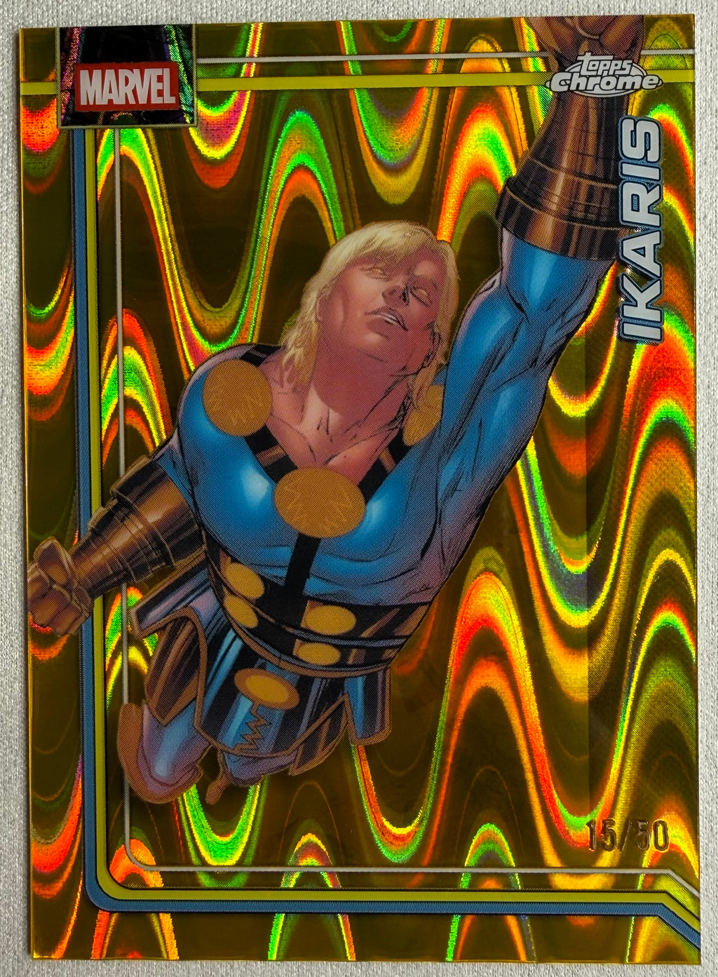 Ikaris 2026 Topps Chrome Marvel Gold Ray Wave /50 #053