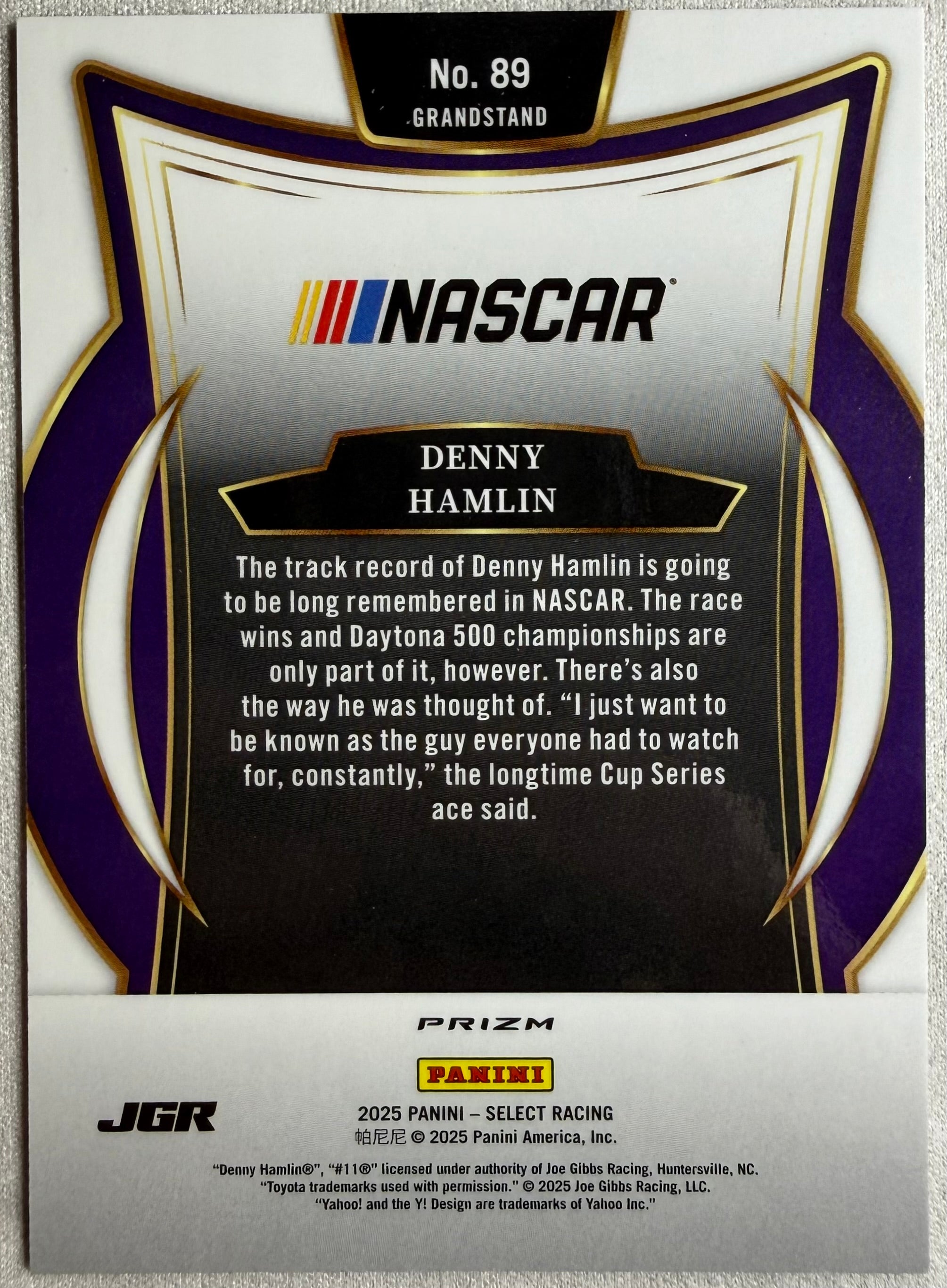 Denny Hamlin 2025 Select Racing Grandstand Orange Shock #89