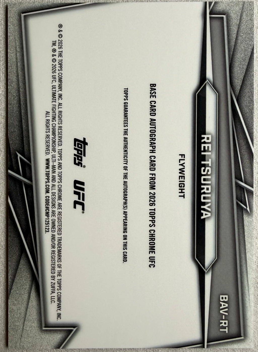 Rei Tsuruya 2026 Topps Chrome UFC Rookie Auto #BAV-RT