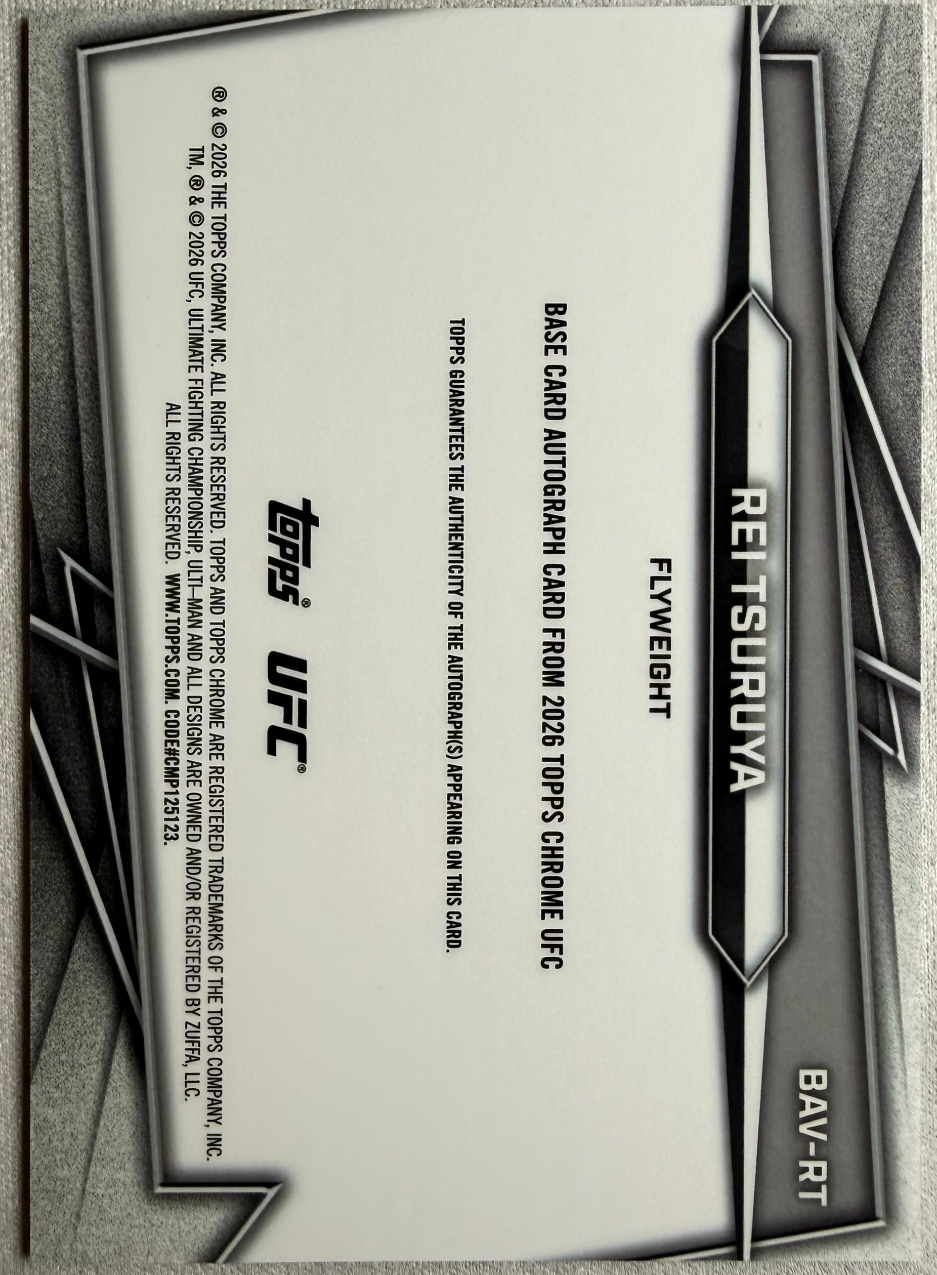 Rei Tsuruya 2026 Topps Chrome UFC Rookie Auto #BAV-RT