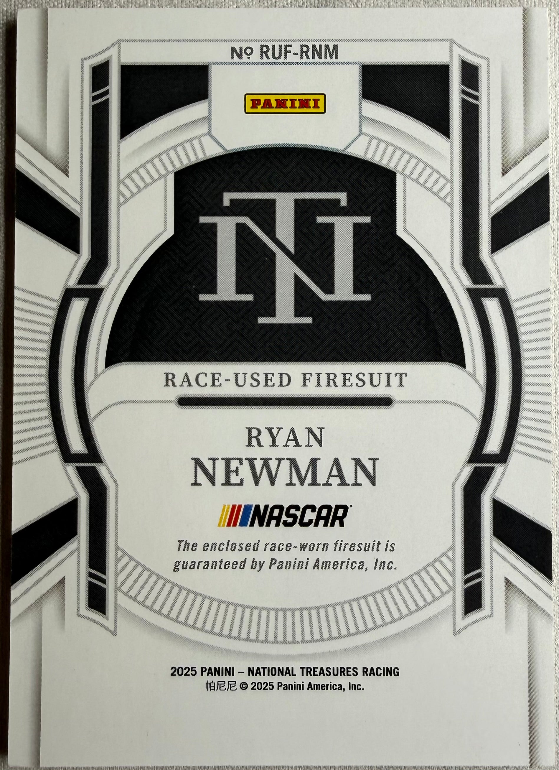 Ryan Newman 2025 National Treasure Racing Race-Used Fire-Suit /99 #RUF-RNM