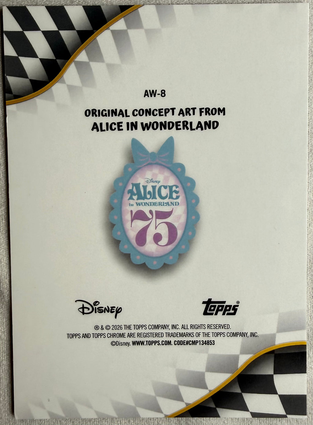 2026 Topps Chrome Disney Alice In Wonderland 75th Anniversary Original Art #AW-8
