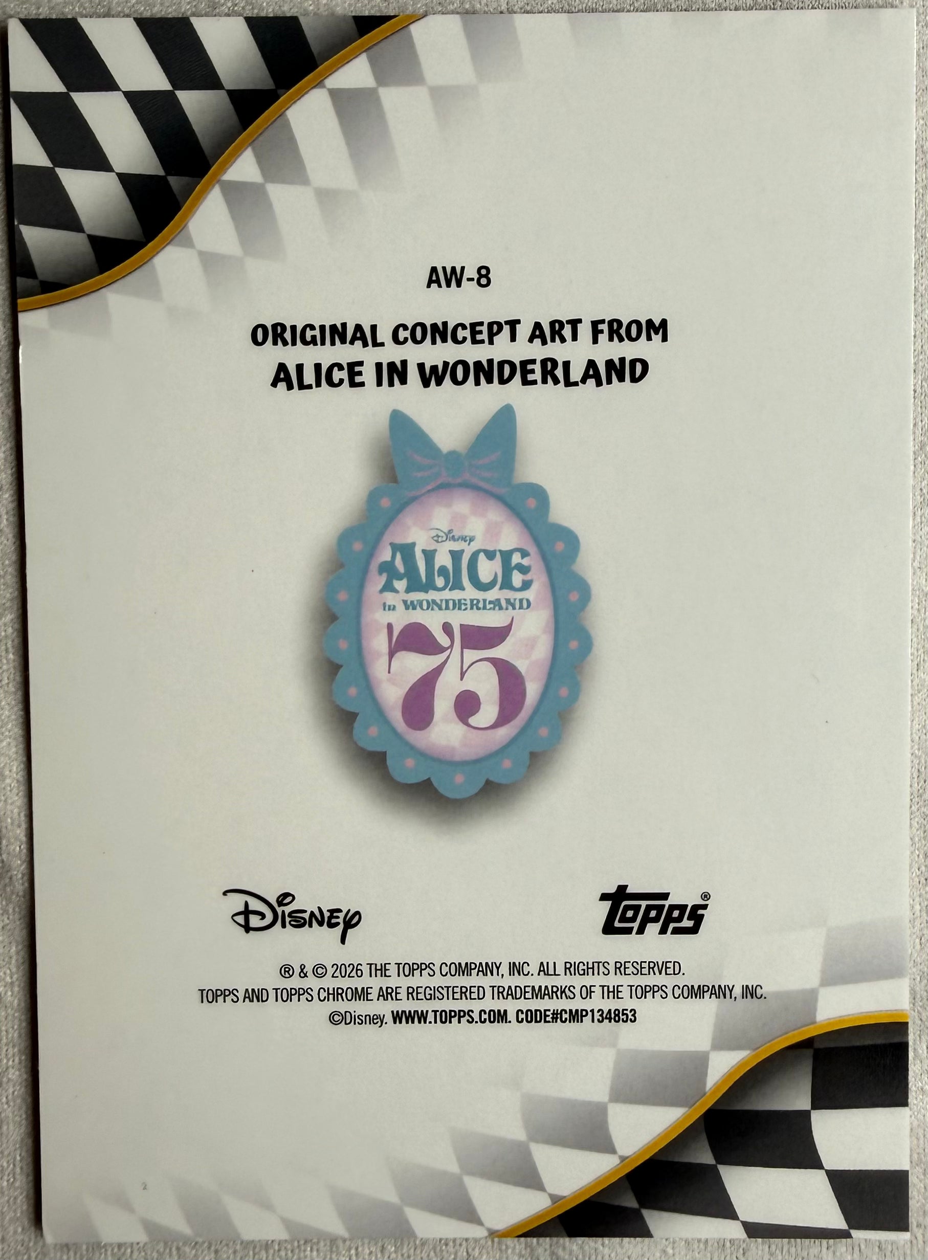2026 Topps Chrome Disney Alice In Wonderland 75th Anniversary Original Art #AW-8