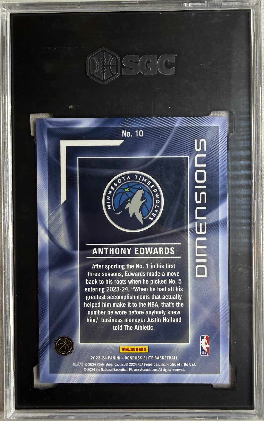 Anthony Edwards 2023-24 Panini Elite Dimensions SGC GM 10 #10