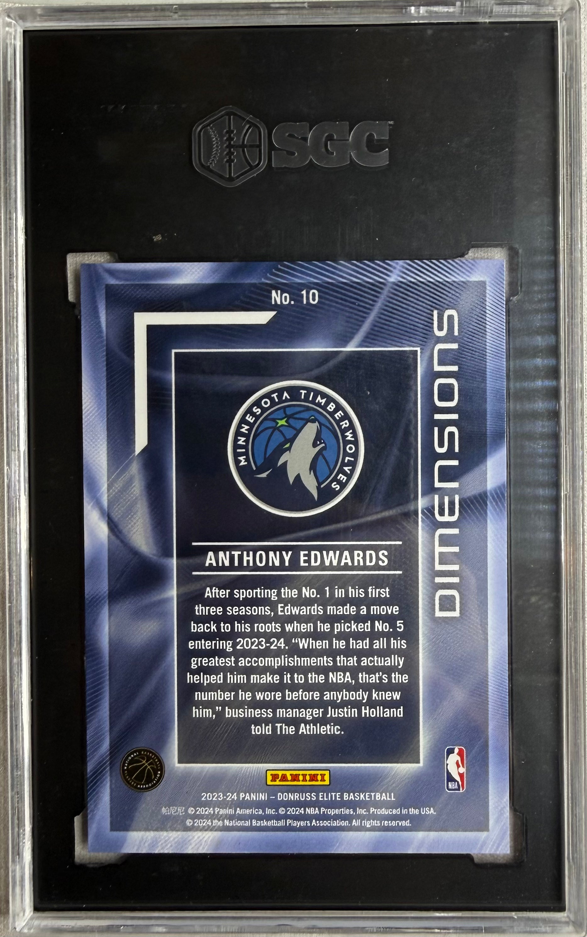 Anthony Edwards 2023-24 Panini Elite Dimensions SGC GM 10 #10