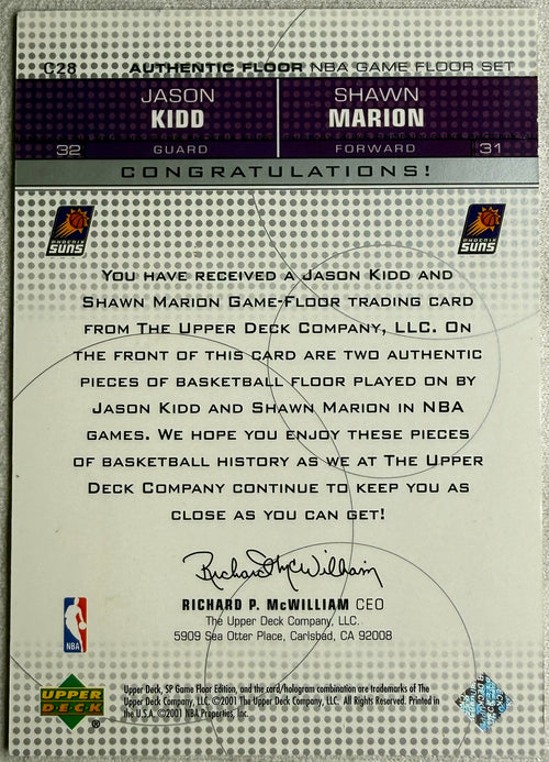 2001 Upper Deck Authentic Floor Jason Kidd Shawn Marion #C28