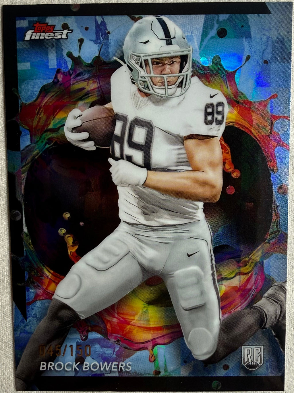 Brock Bowers 2024 Topps Finest Blue Refractor Rare /150 #282