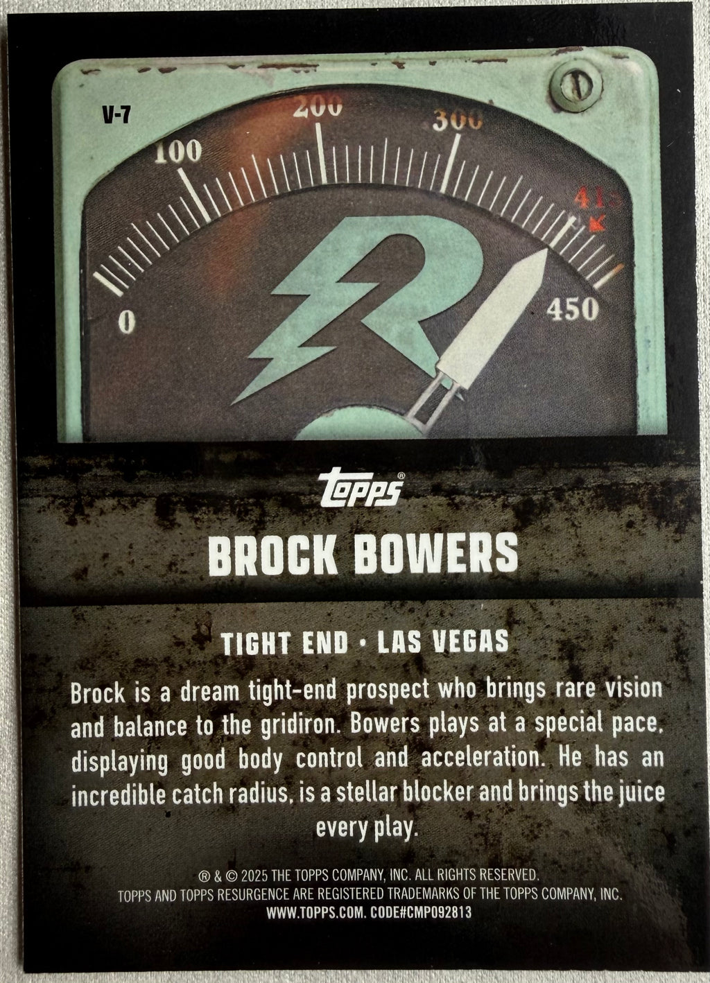 Brock Bowers 2025 Topps Resurgence Voltaic Purple Wave /75 #V-7