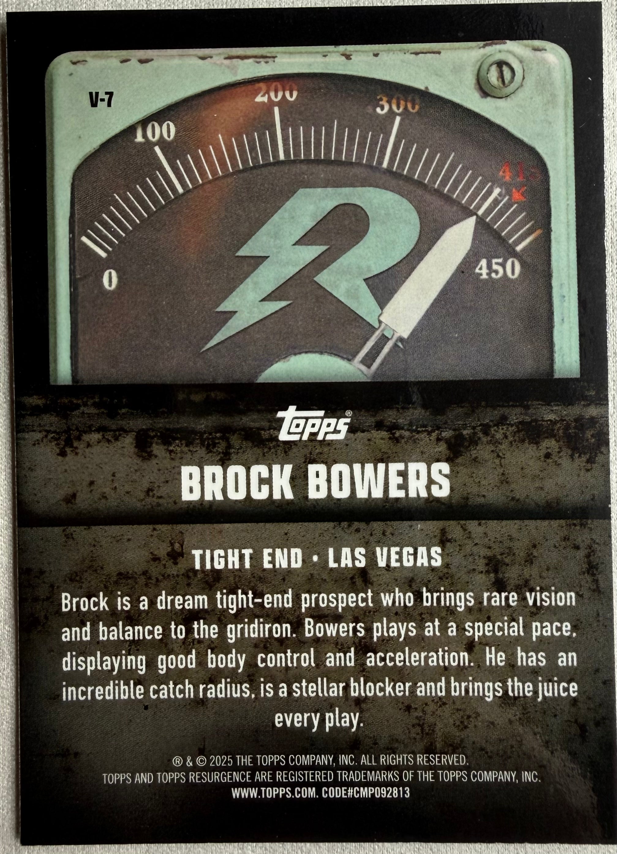 Brock Bowers 2025 Topps Resurgence Voltaic Purple Wave /75 #V-7