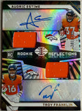 2024 Panini Illusions Rookie Reflections Dual Patch Auto /399 - Troy Franklin Audric Estime #RRA-DB