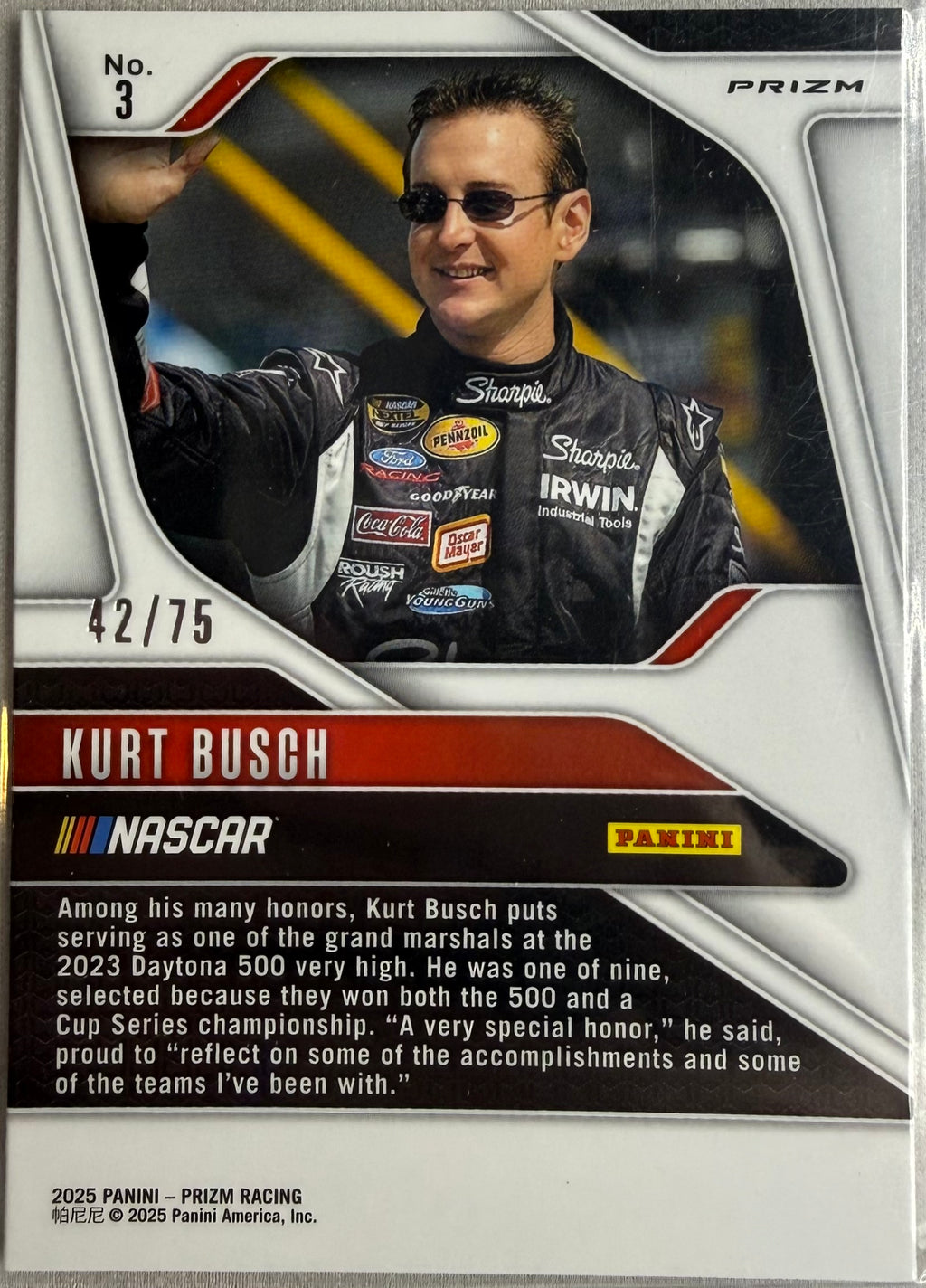 Kurt Busch 2025 Prizm Racing Blue Pulsar /75 #3