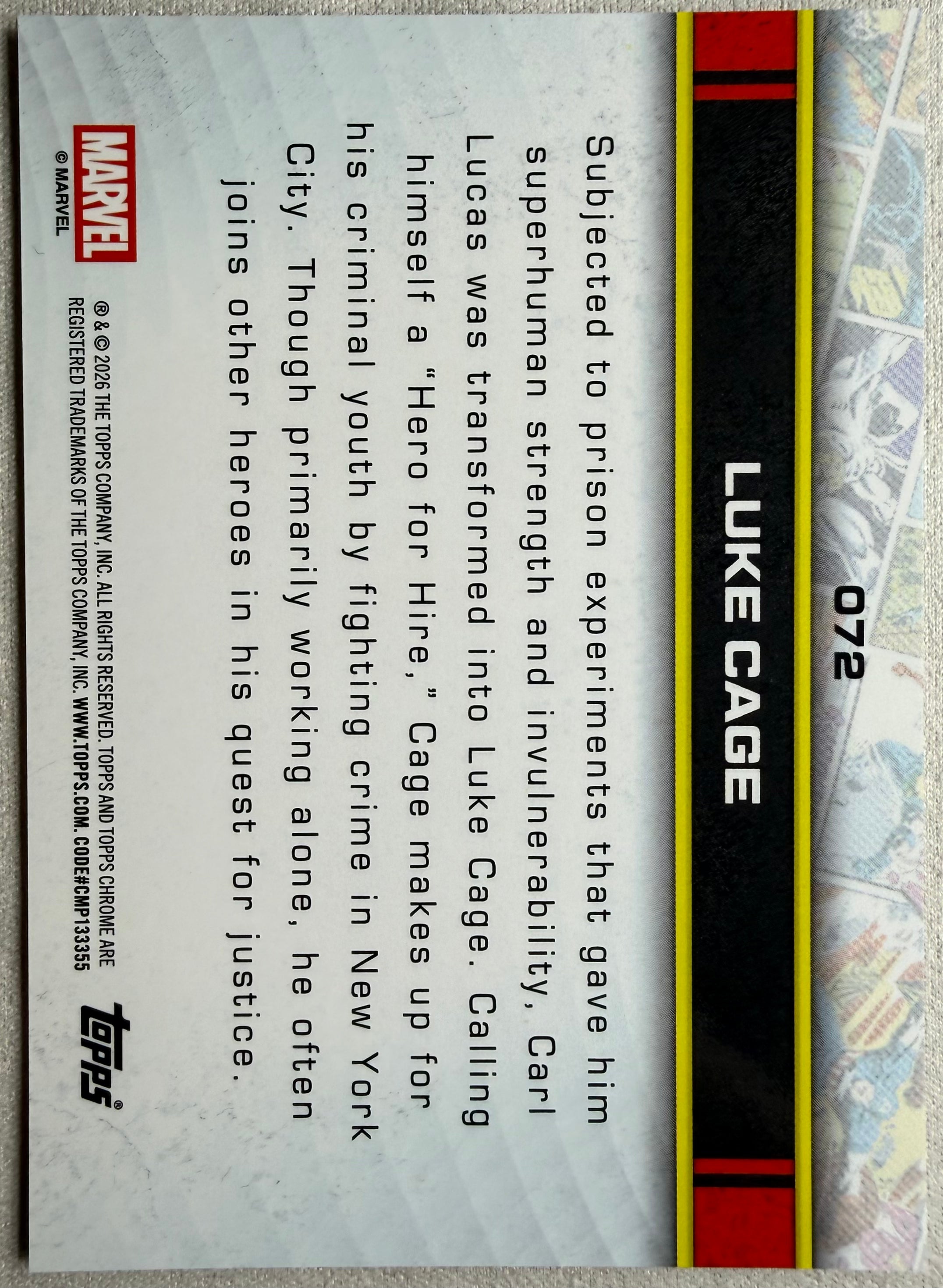 Luke Cage 2026 Topps Chrome Marvel #072