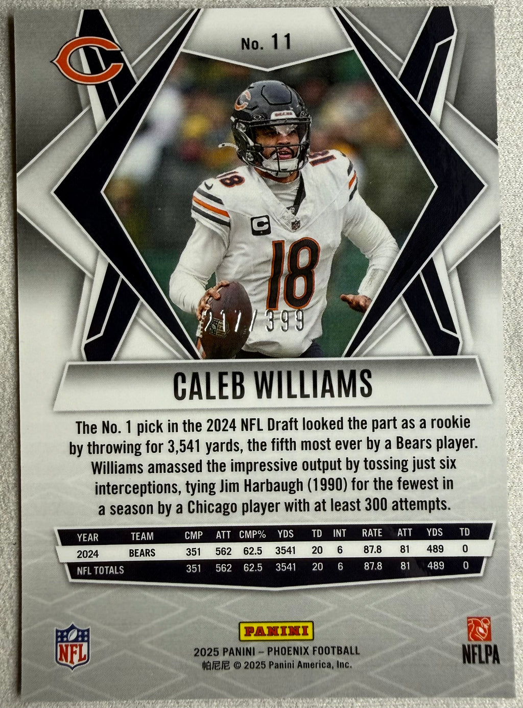 2025 Panini Phoenix Red Winter /399 Caleb Williams #11