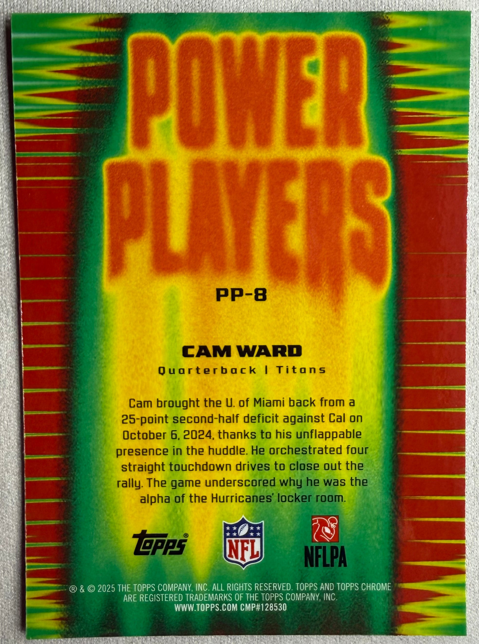 Cam Ward 2025 Topps Chrome Powers Players /275 #PP-8