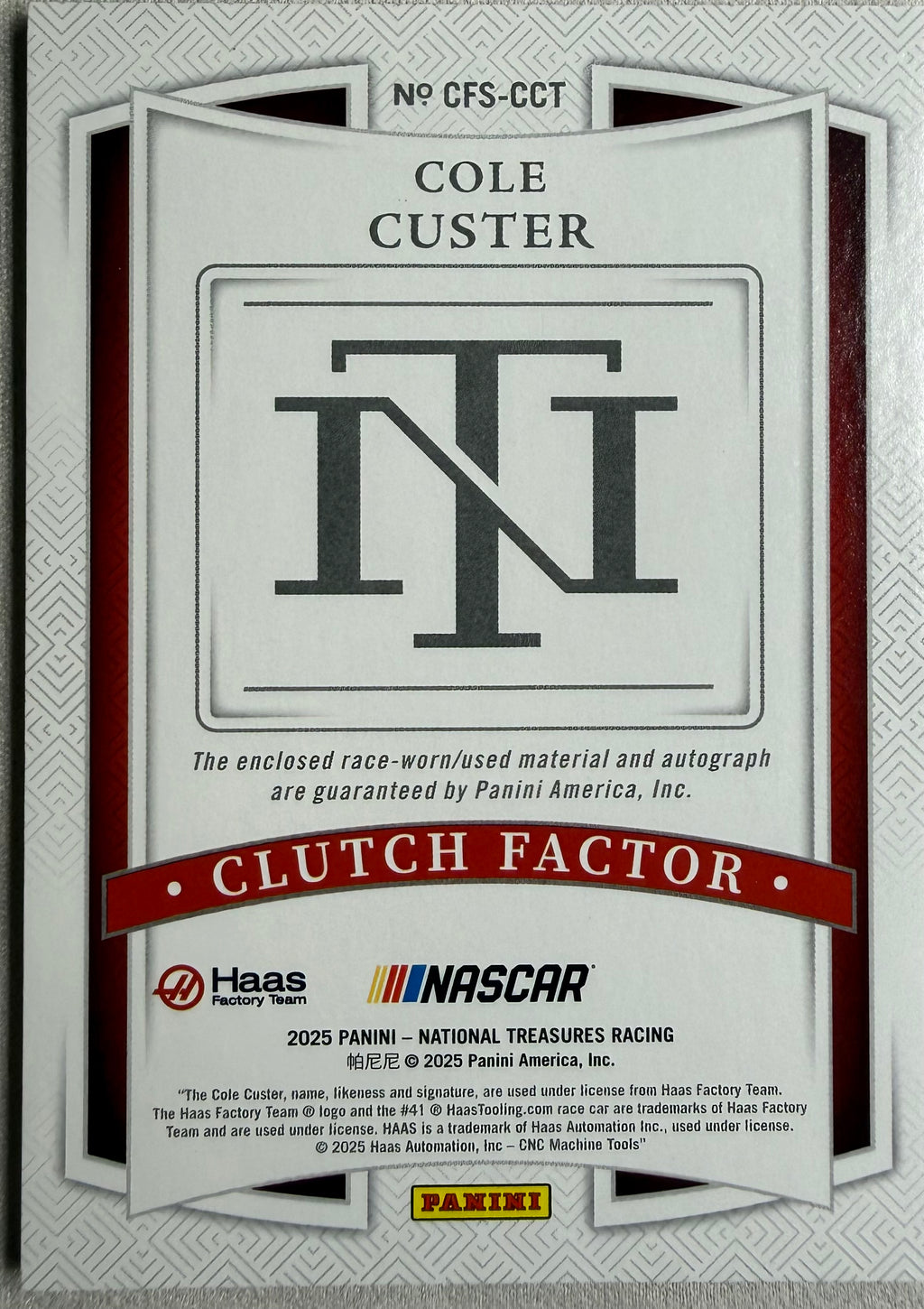 Cole Custer 2025 National Treasures Racing Clutch Factor Patch Auto /25 #CFS-CCT