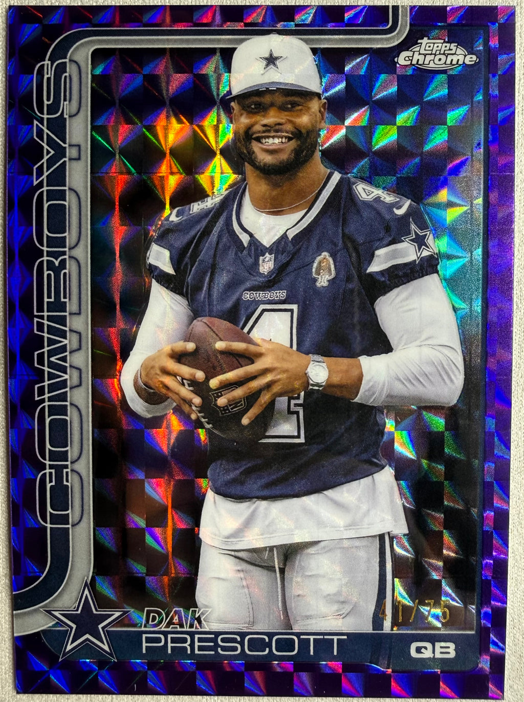 Dak Prescott 2025 Topps Chrome Purple Geometric Image Variation /75 #79