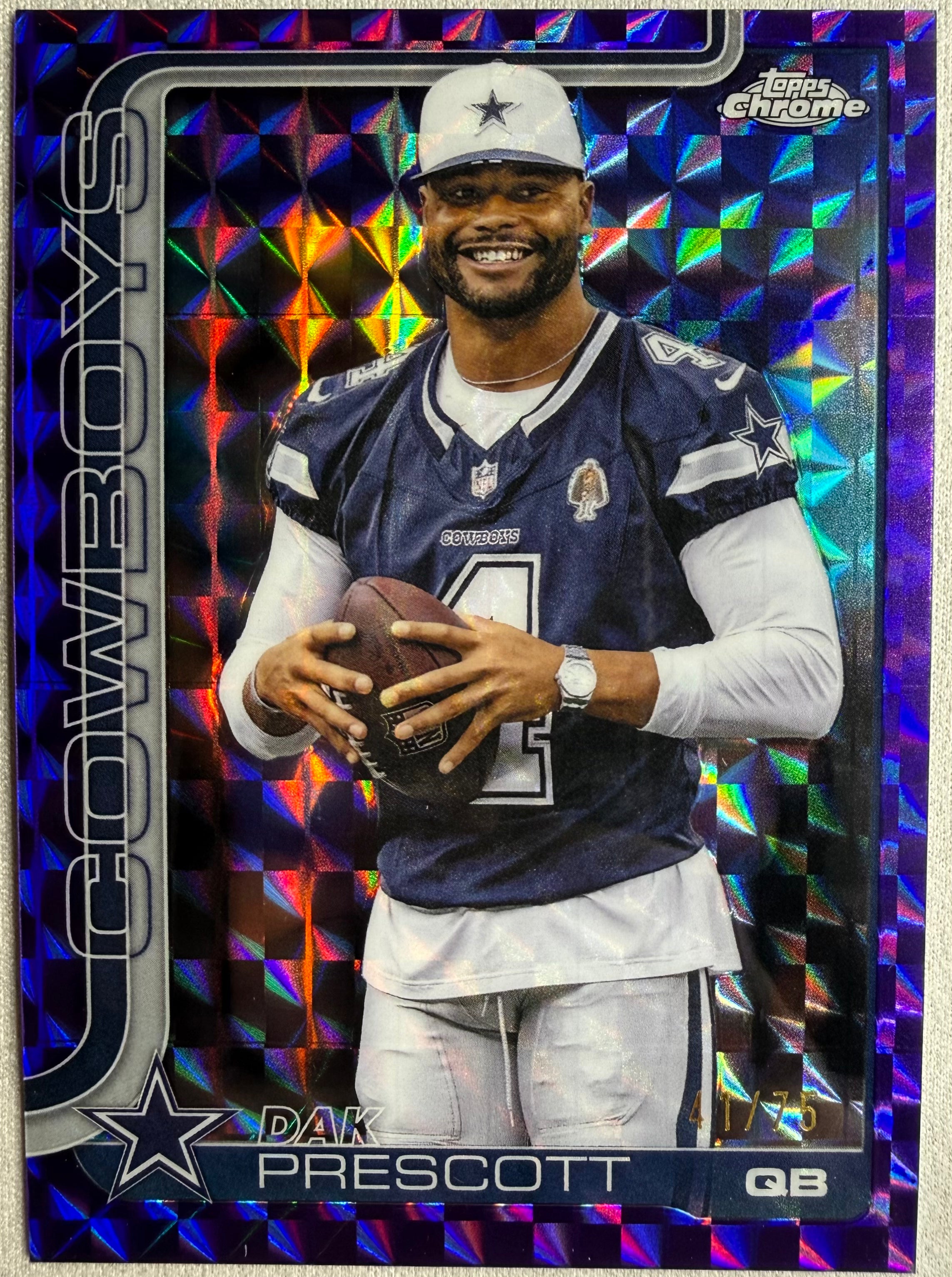 Dak Prescott 2025 Topps Chrome Purple Geometric Image Variation /75 #79