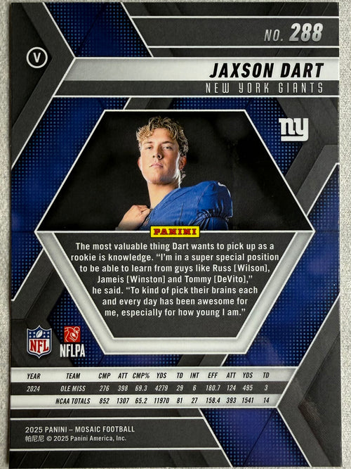 2025 Panini Mosaic Variation Jaxson Dart #288