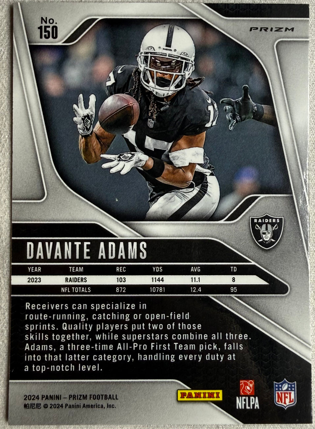 2024 Panini Prizm Black & White Checkered Davante Adams #150