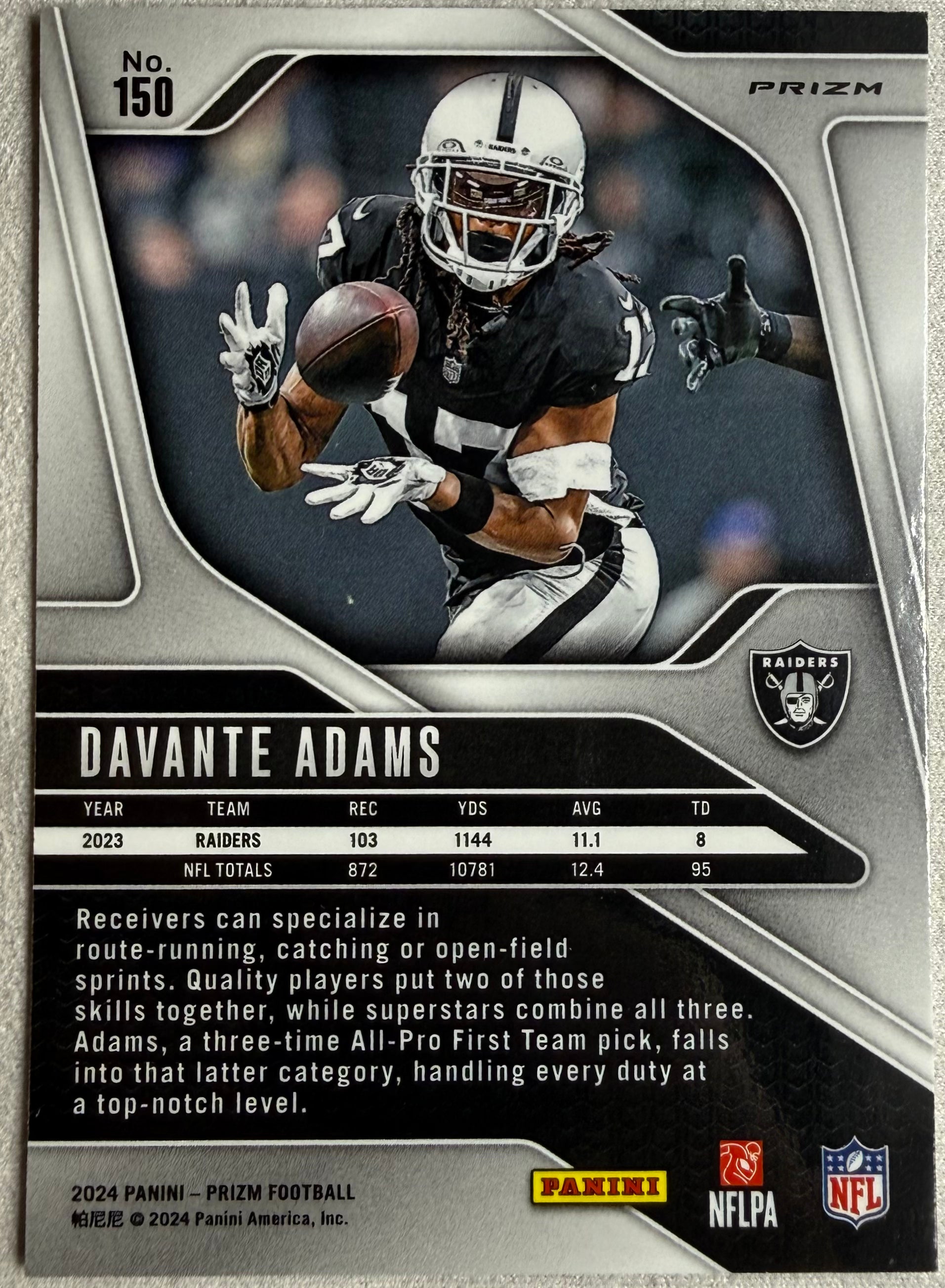 2024 Panini Prizm Black & White Checkered Davante Adams #150