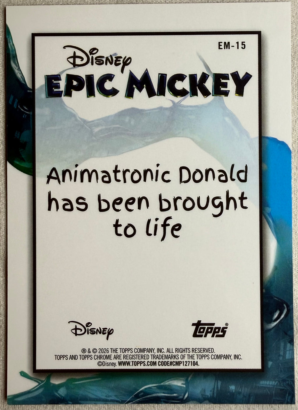Animatronic Donald 2026 Topps Chrome Disney Epic Mickey #EM-15