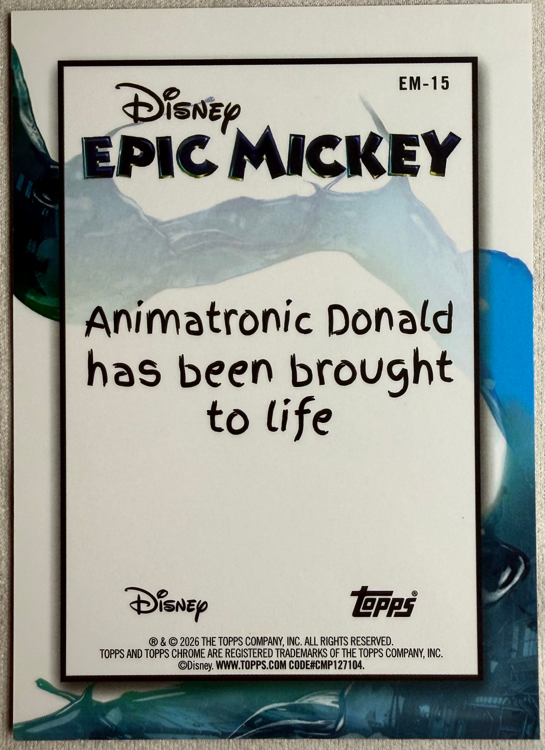 Animatronic Donald 2026 Topps Chrome Disney Epic Mickey #EM-15