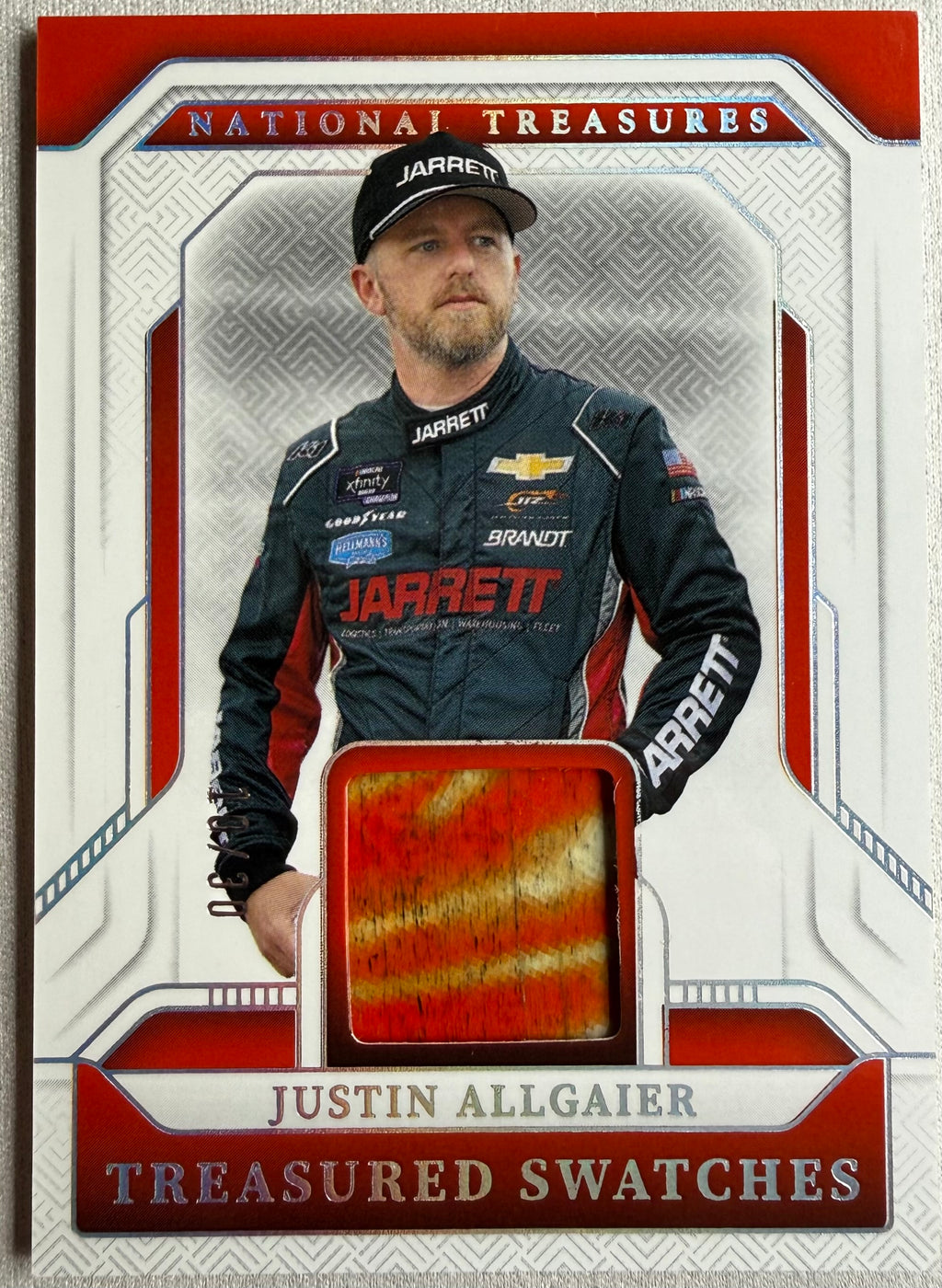 Justin Allgaier 2025 National Treasures Racing Treasured Swatches /30 #TS-JAL