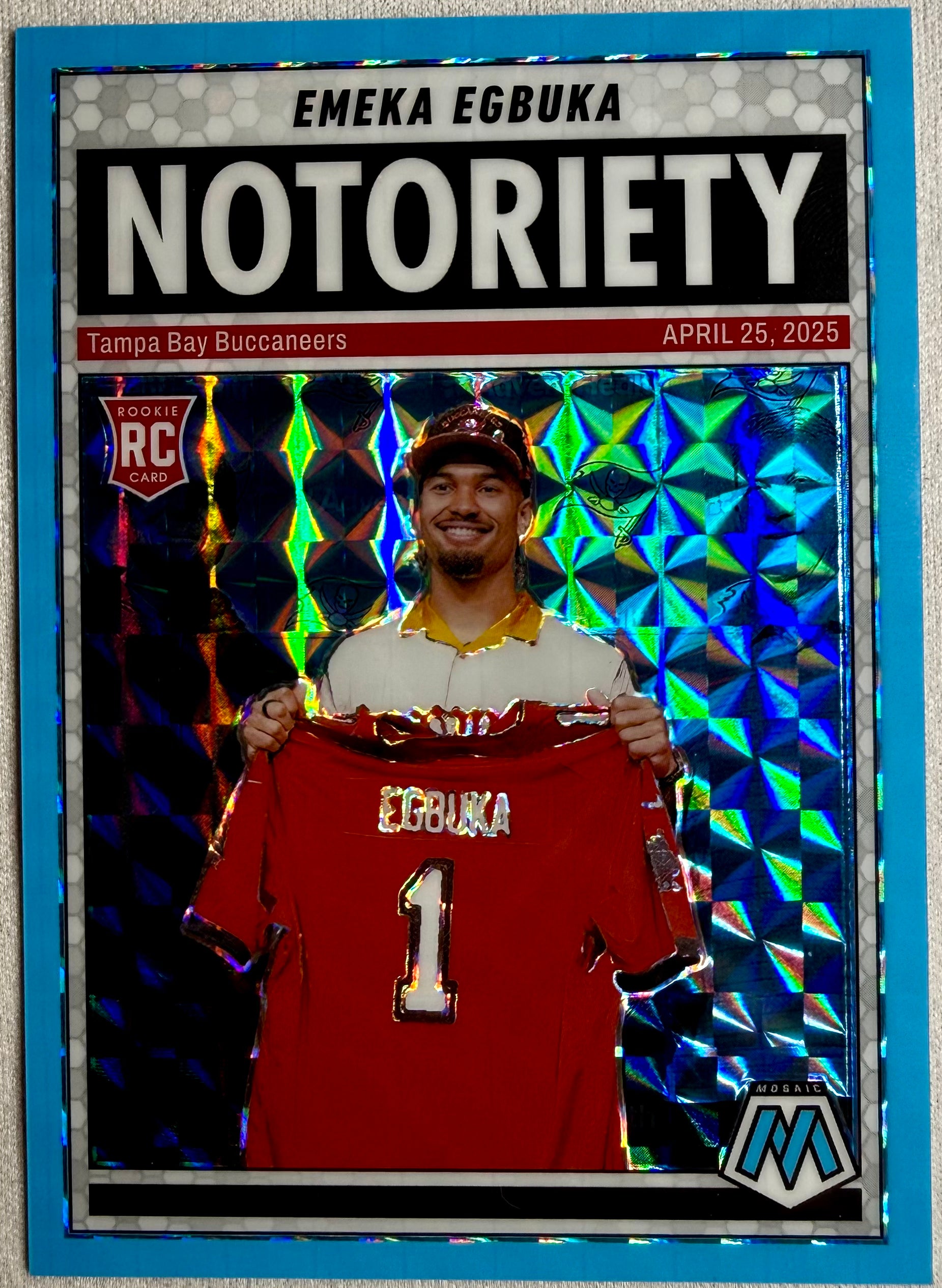 Emeka Egbuka 2025 Mosaic Notoriety Blue Fluorescent /15 #16