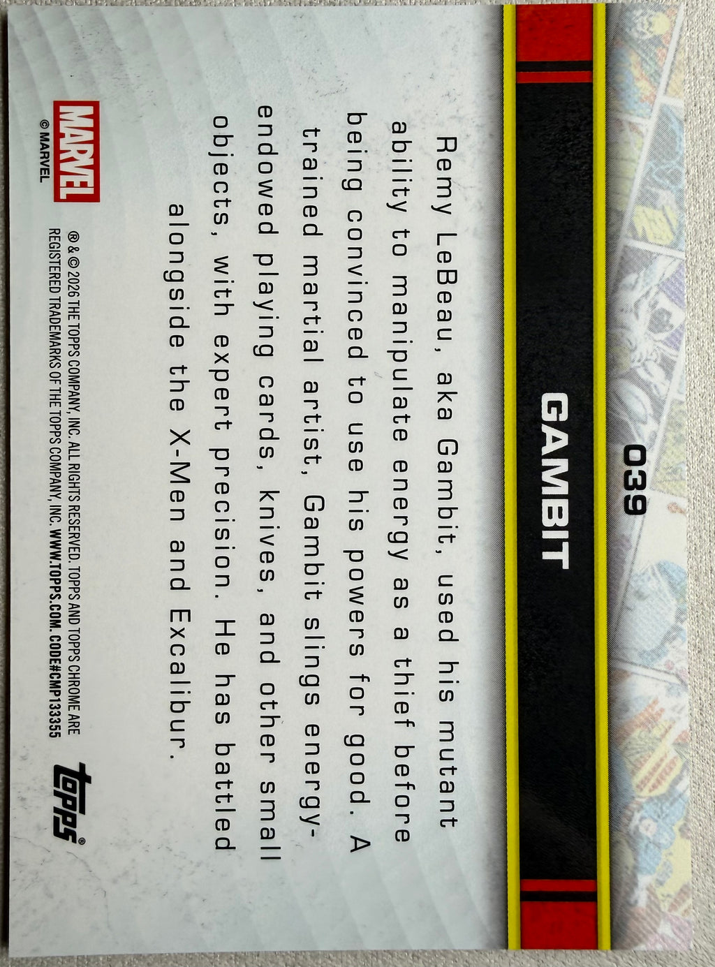 Gambit 2026 Topps Chrome Marvel #039