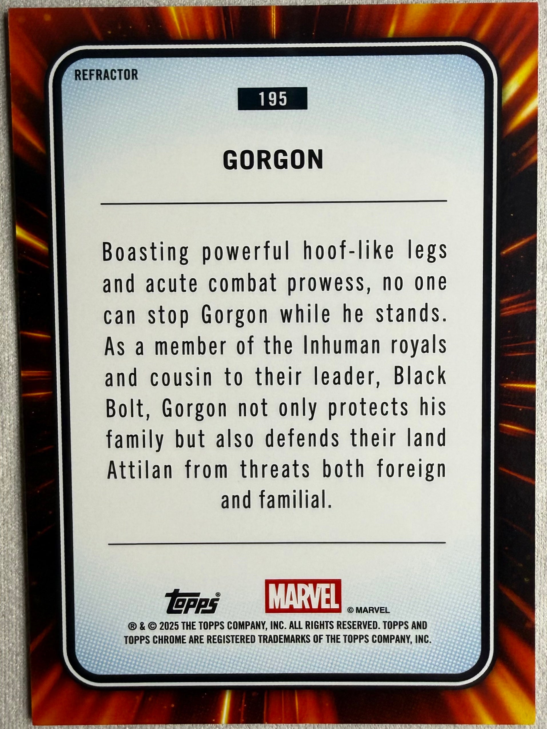 Gorgon 2025 Topps Chrome Marvel Refractor #195