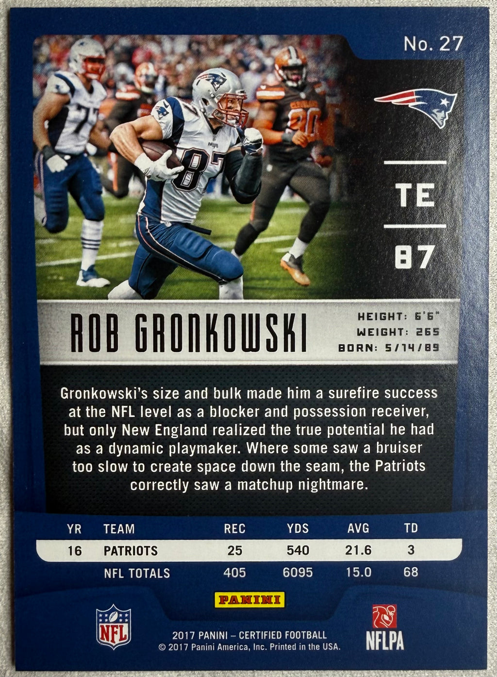 Rob Gronkowski 2017 Certified /299 #27