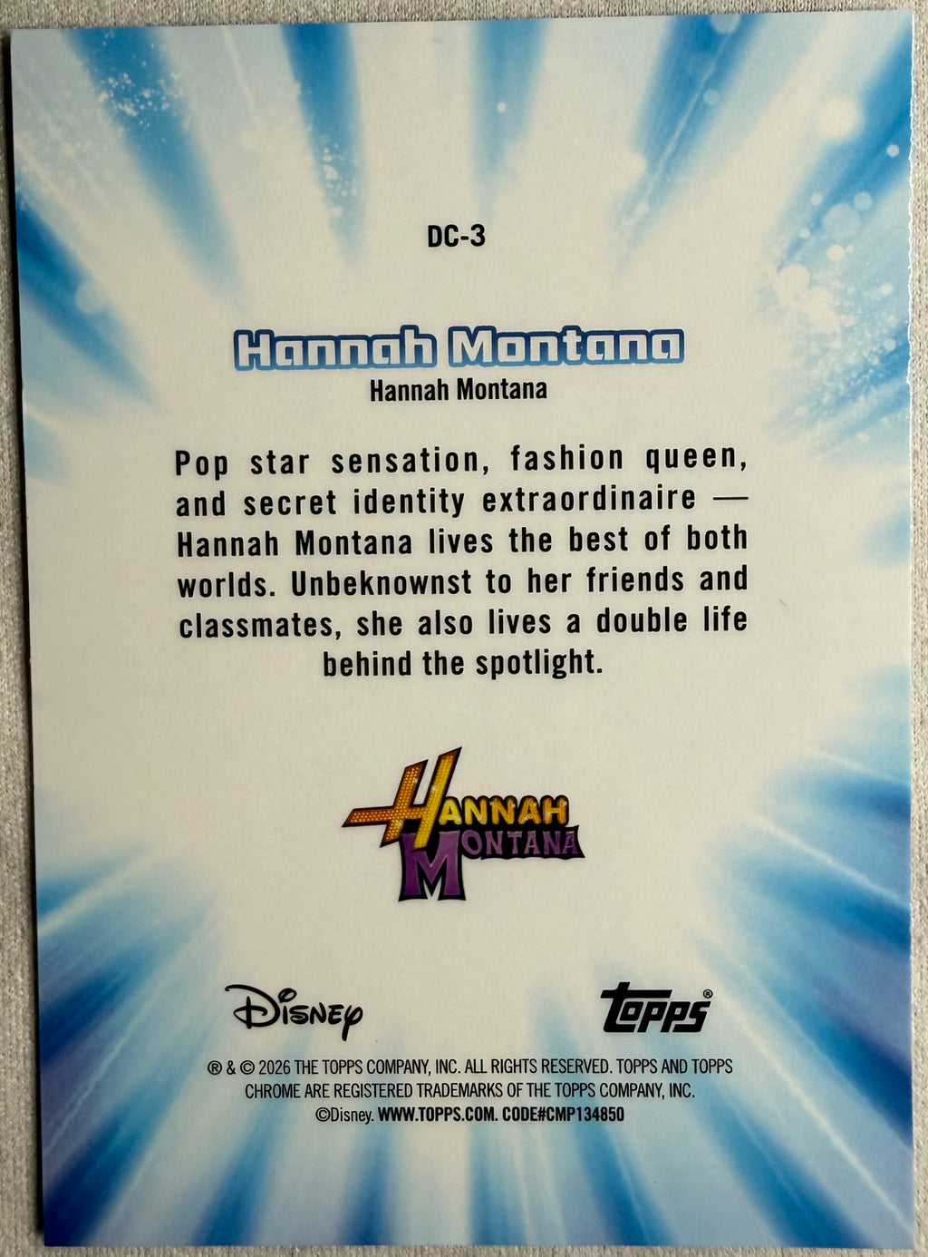 Hannah Montana 2026 Topps Chrome Disney Throwback #DC-3