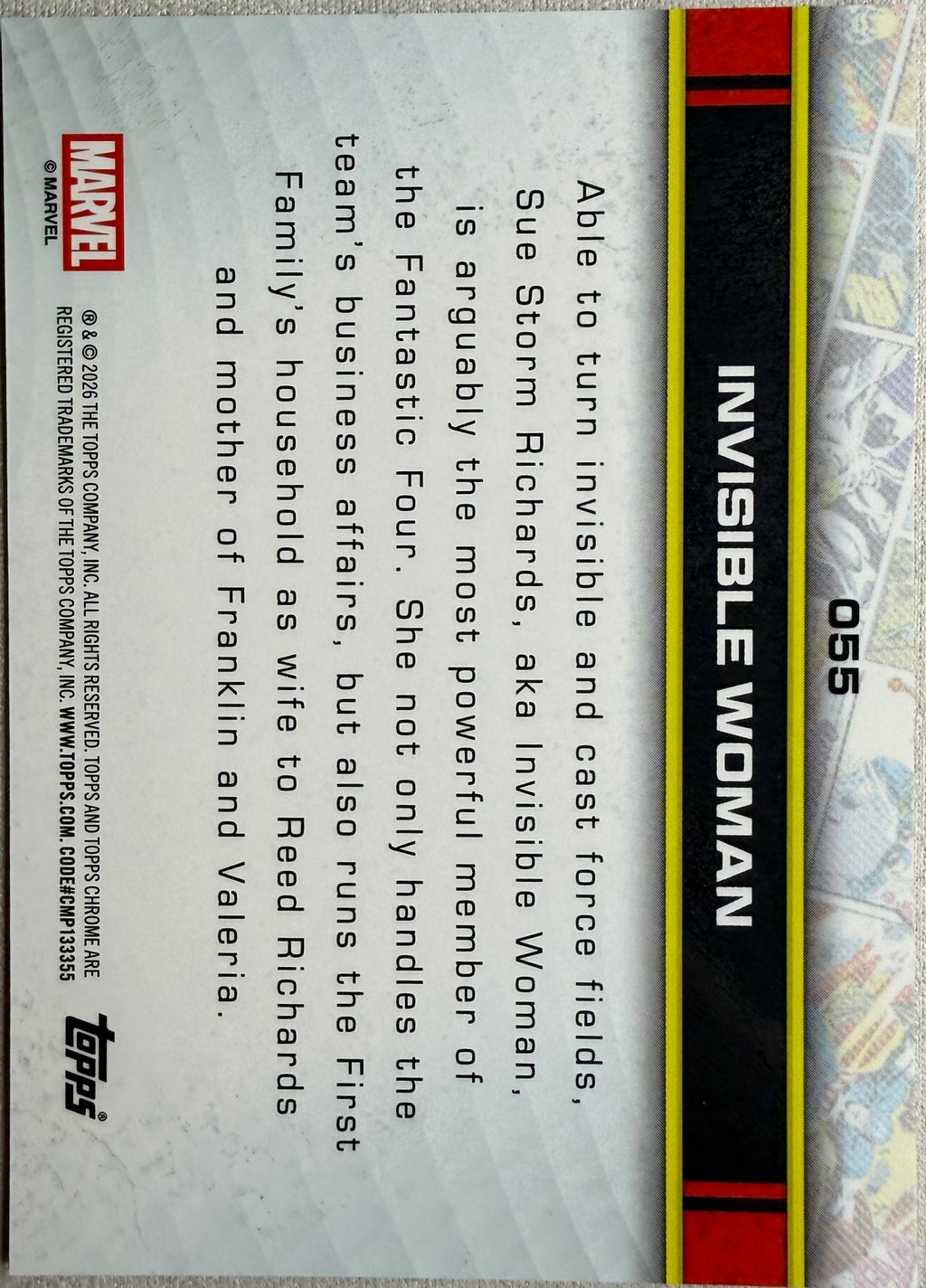 Invisible Woman 2026 Topps Chrome Marvel #055