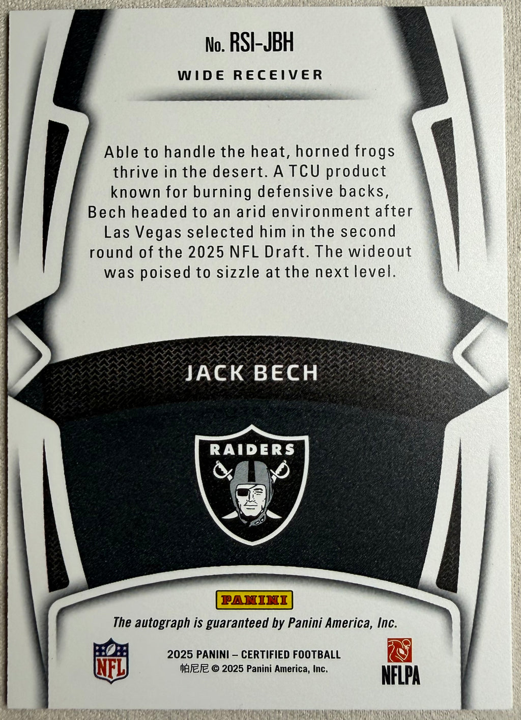 Jack Bech 2025 Certified Football Gold Rookie Auto /10 #RSI-JBH