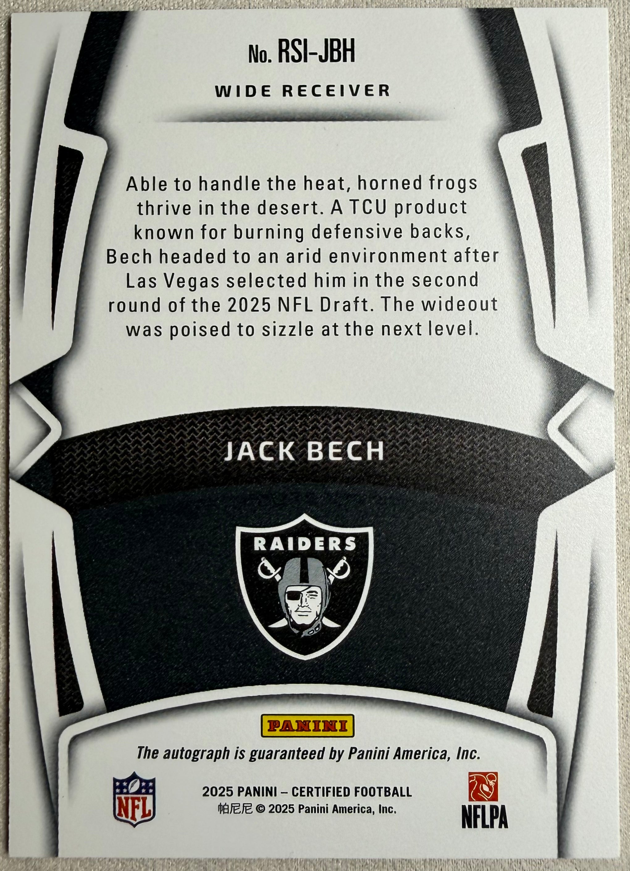 Jack Bech 2025 Certified Football Gold Rookie Auto /10 #RSI-JBH