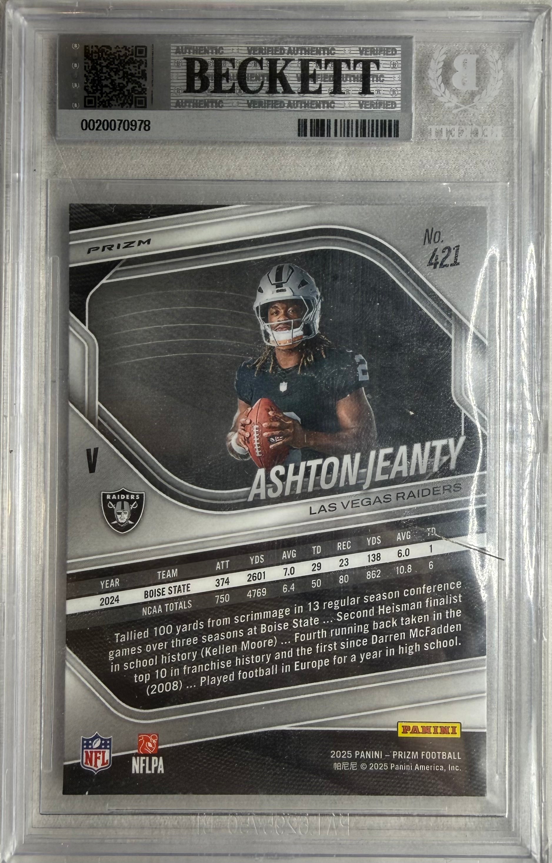 2025 Panini Prizm Silver Variation Ashton Jeanty #421 BGS NM-MT 8.5