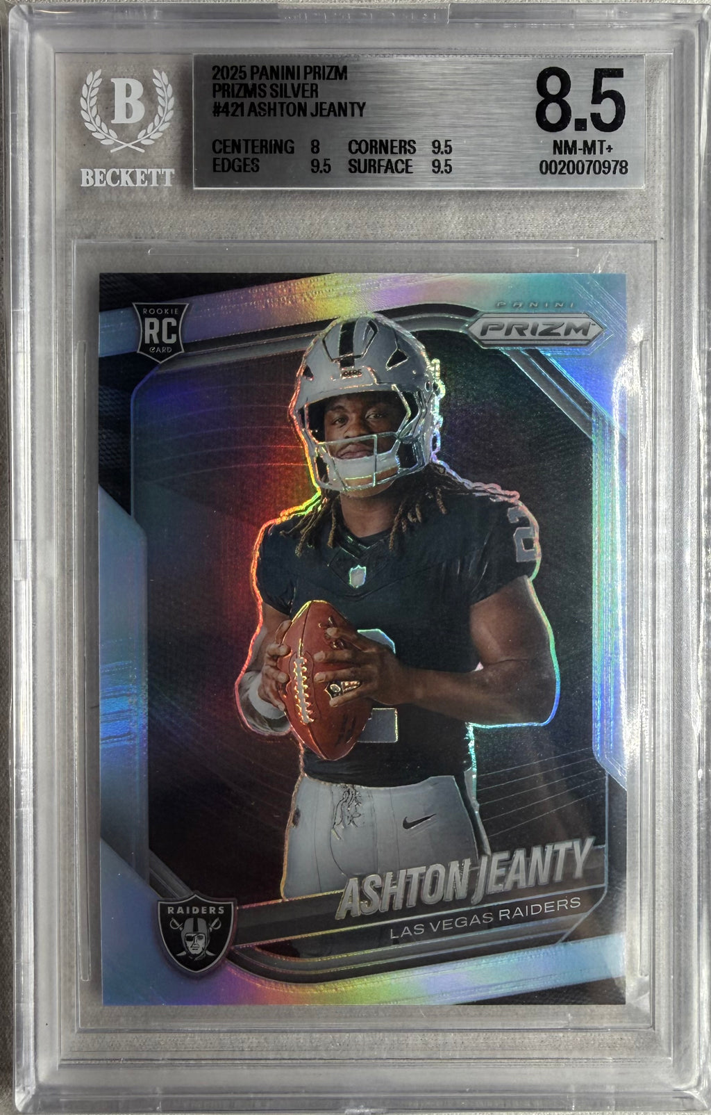 2025 Panini Prizm Silver Variation Ashton Jeanty #421 BGS NM-MT 8.5