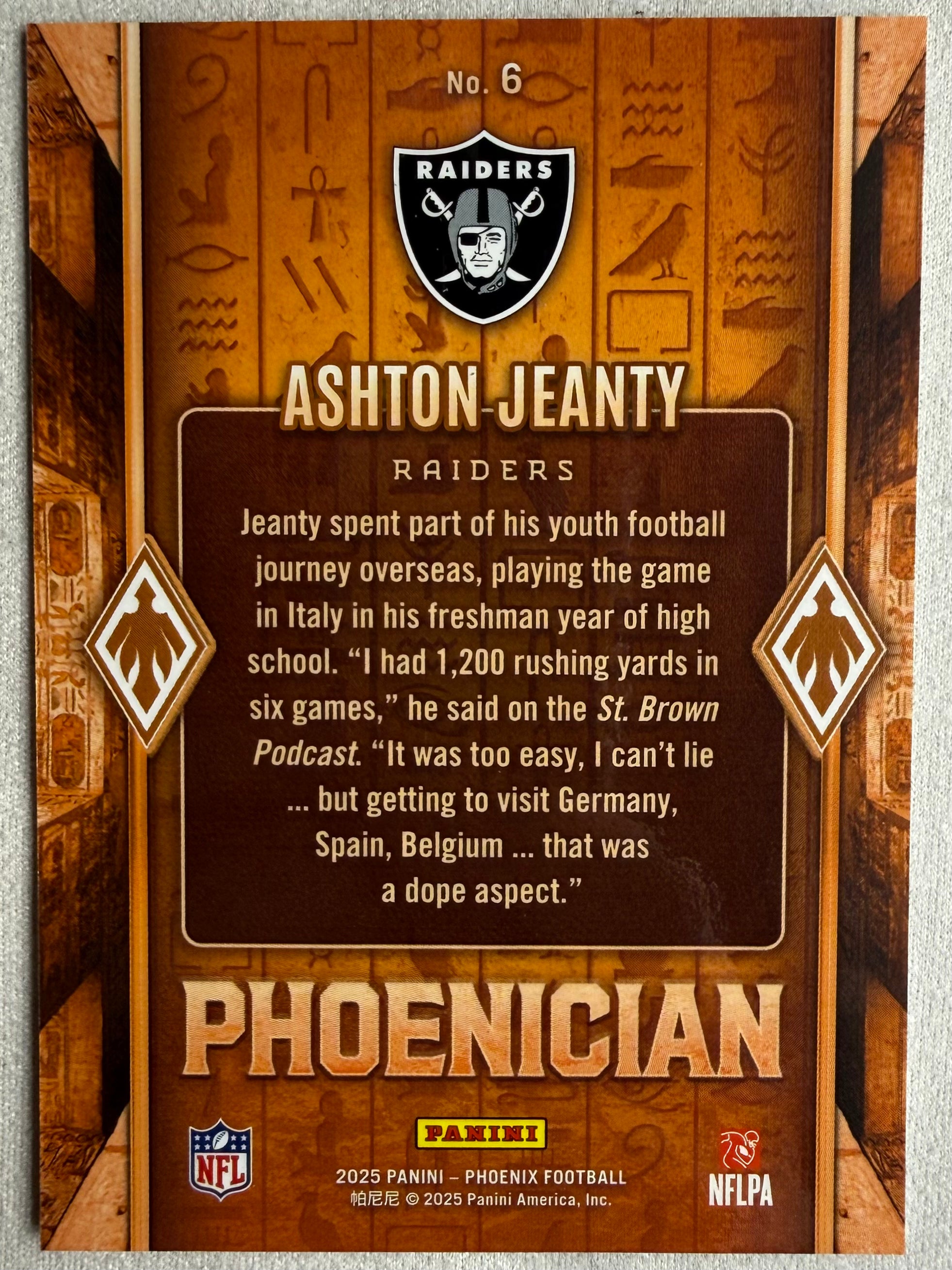 Ashton Jeanty 2025 Phoenix Phoenician #6