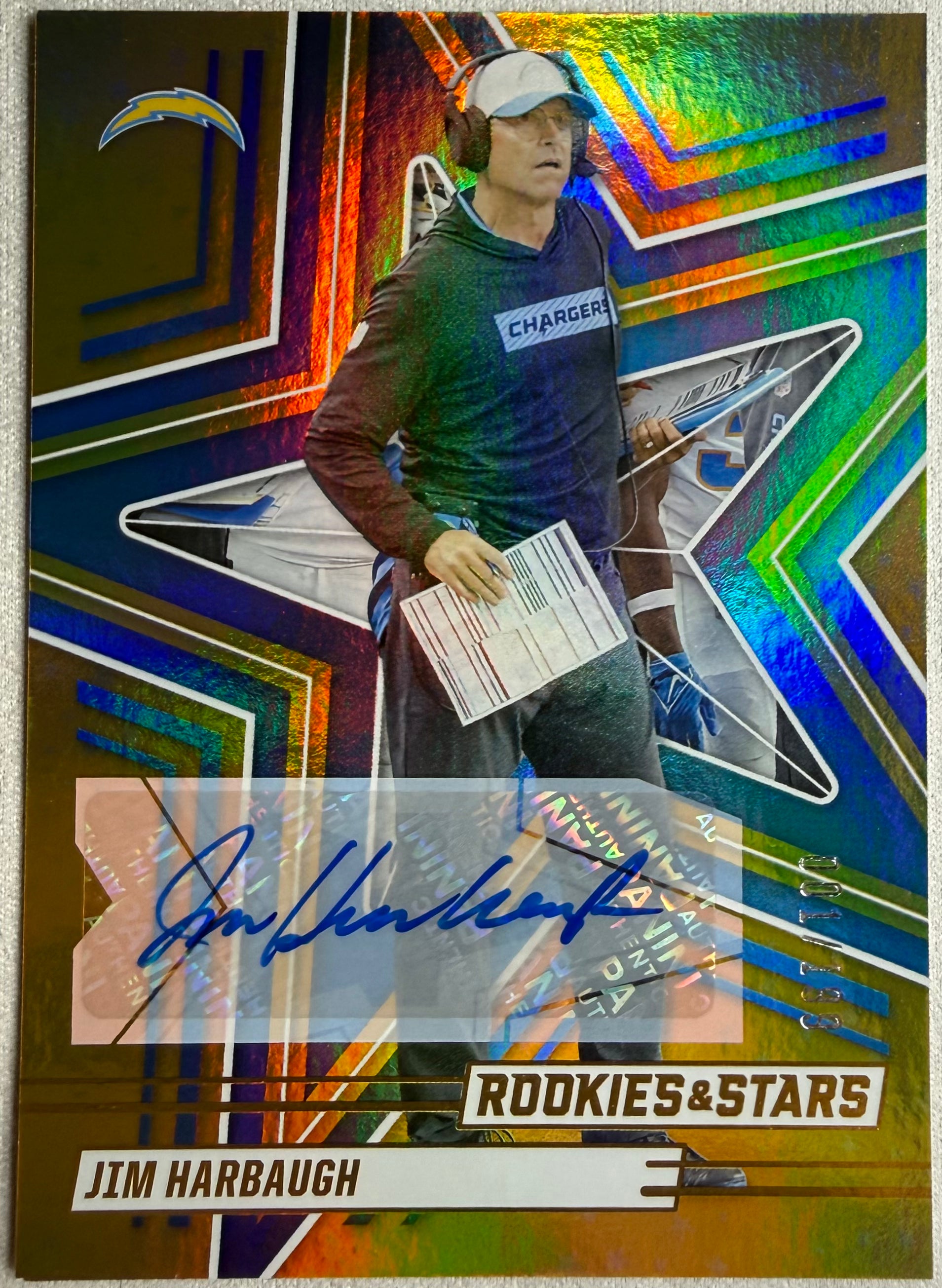 Jim Harbaugh 2025 Rookies and Stars Orange Autograph /199 #3