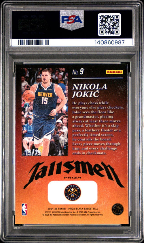 2024 Prizm Black Nikola Jokic Talismen-Mojo-Prizm /25 PSA GEM MT 10 #9