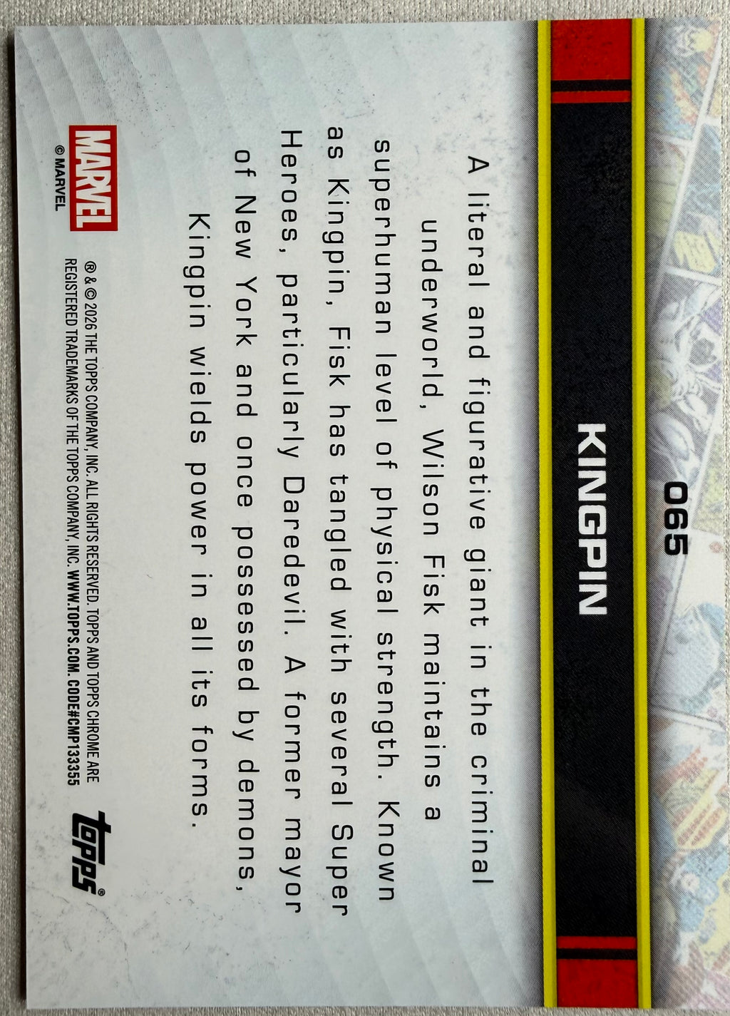 Kingpin 2026 Topps Chrome Marvel #065