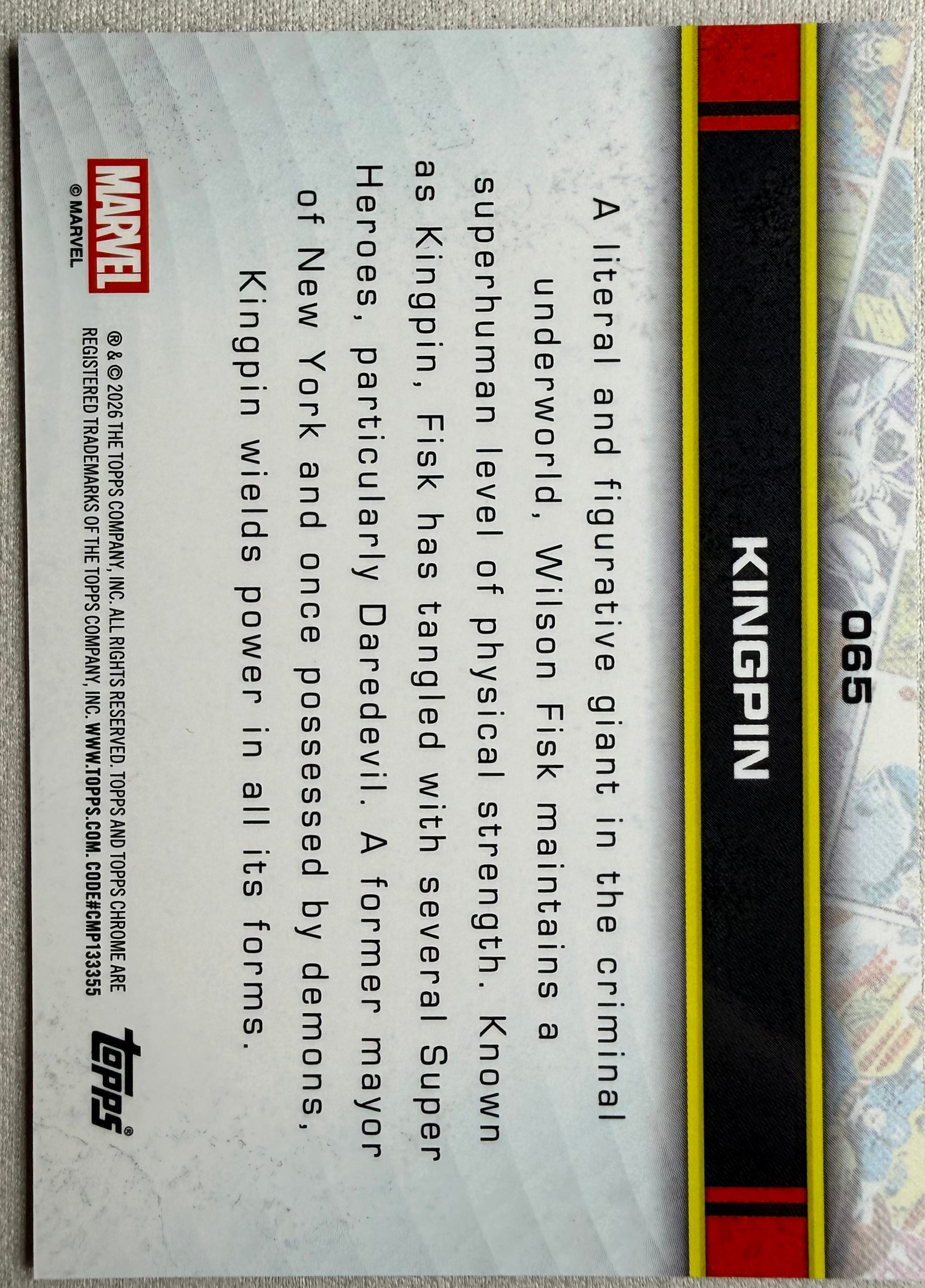 Kingpin 2026 Topps Chrome Marvel #065