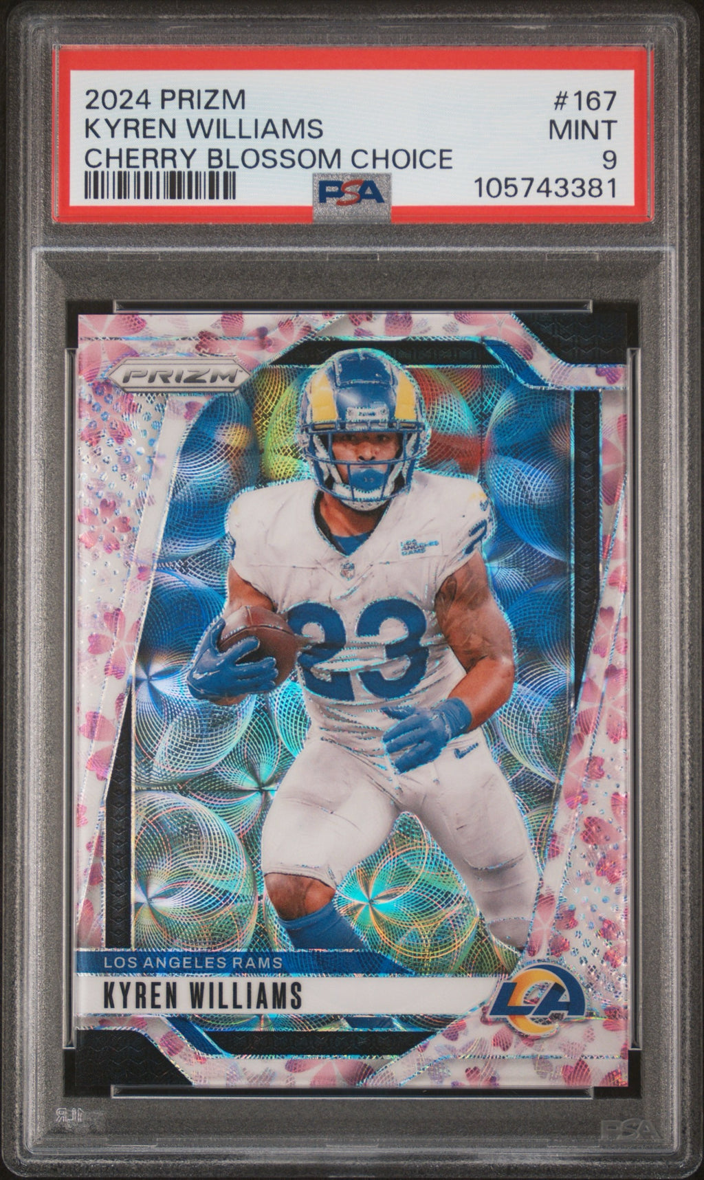 2024 Panini Prizm Cherry Blossom Choice /15 Kyren Williams #167 PSA MINT 9
