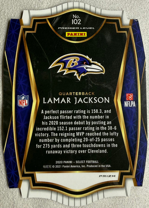 2020 Panini Select Die Cut Lamar Jackson #102