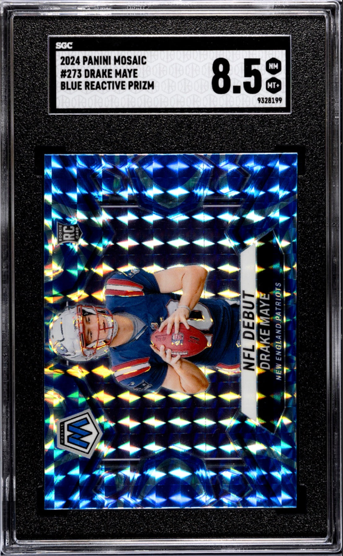 2024 Panini Mosaic Blue Reactive NFL Debut Drake Maye #273 SGC NM-MT 8.5