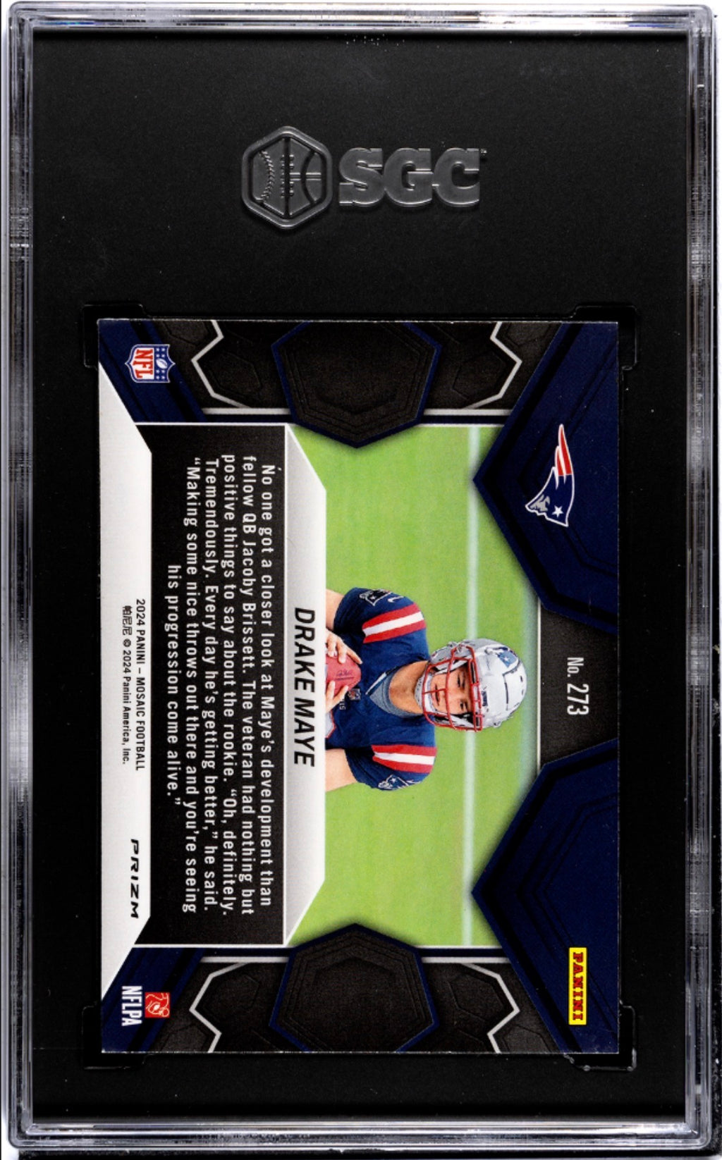 2024 Panini Mosaic Blue Reactive NFL Debut Drake Maye #273 SGC NM-MT 8.5