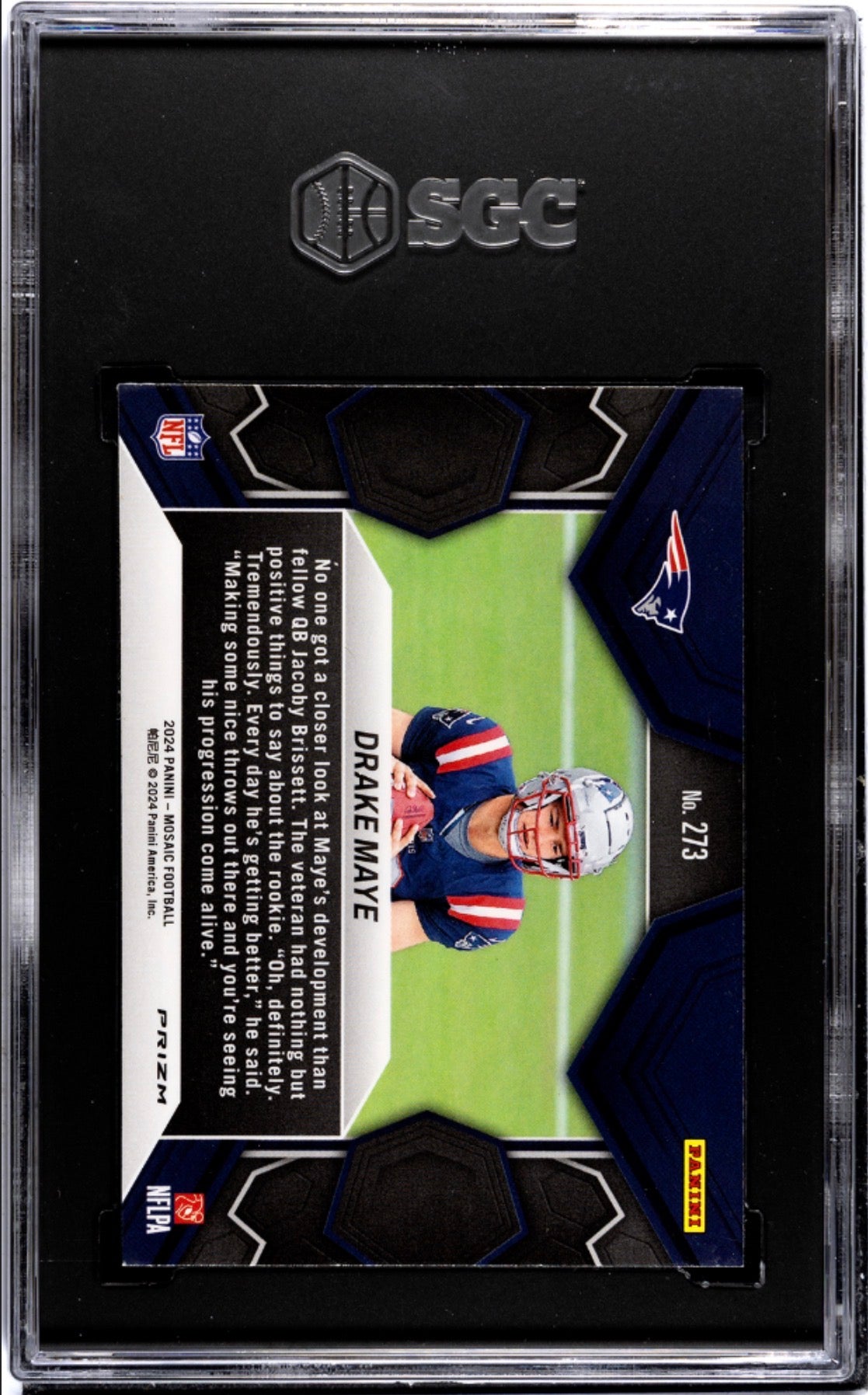 2024 Panini Mosaic Blue Reactive NFL Debut Drake Maye #273 SGC NM-MT 8.5