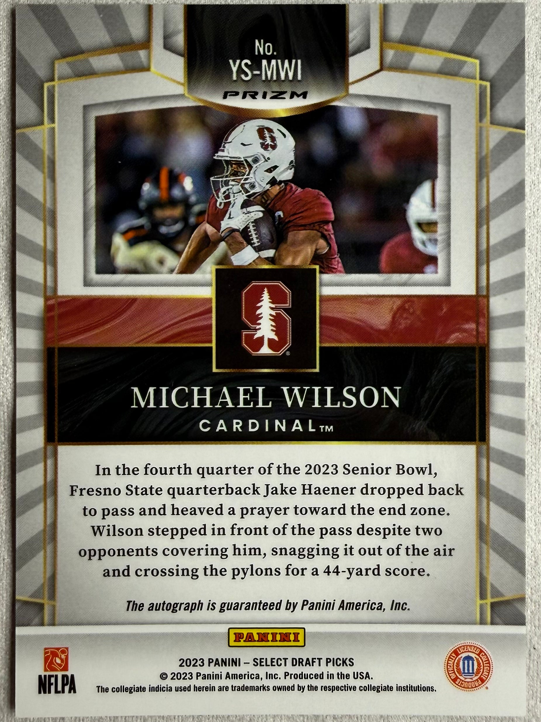 2023 Panini Select Draft Picks Youth Explosion Autograph Michael Wilson #YS-MWI